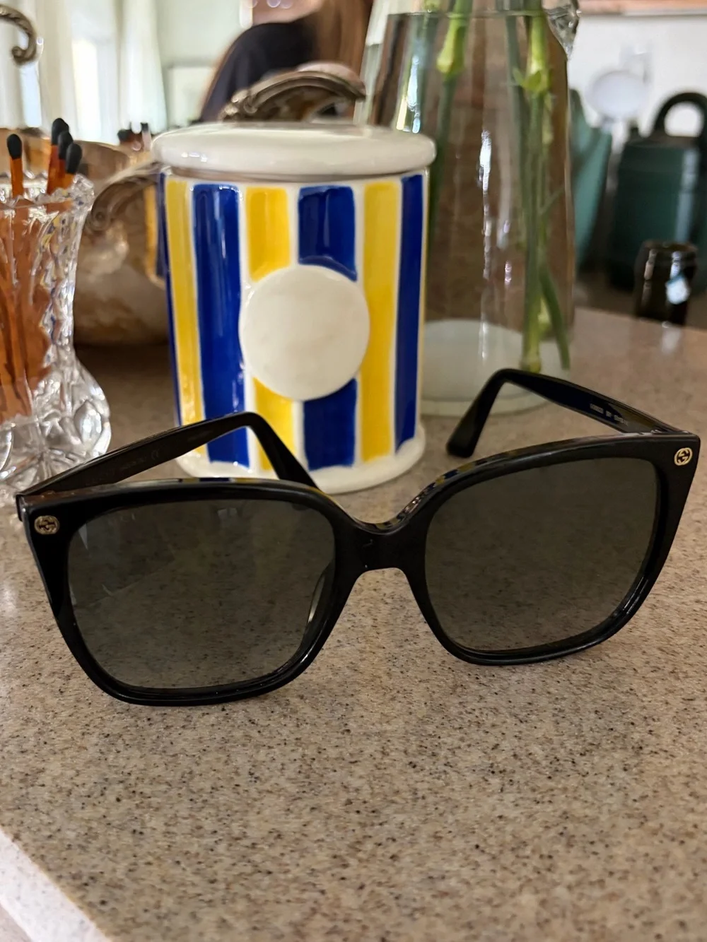 Gucci Black Women's Oversized Square Sunglasses with Dark Lenses